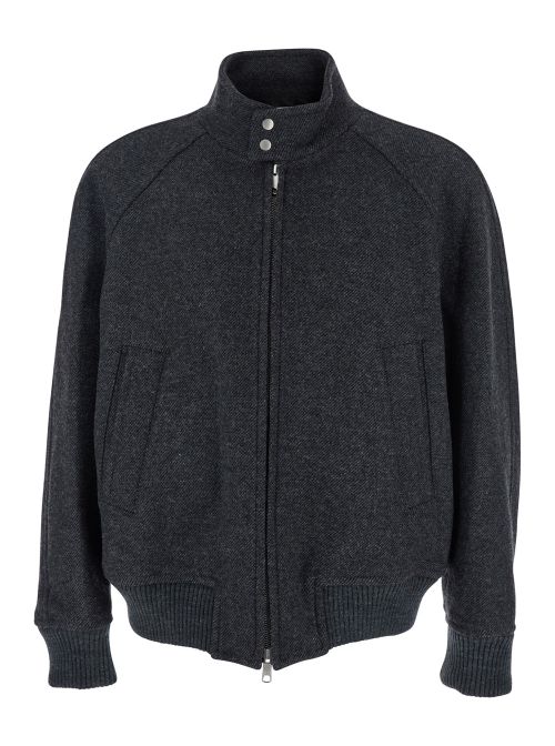 Wool Blend Zip Jacket — Gray