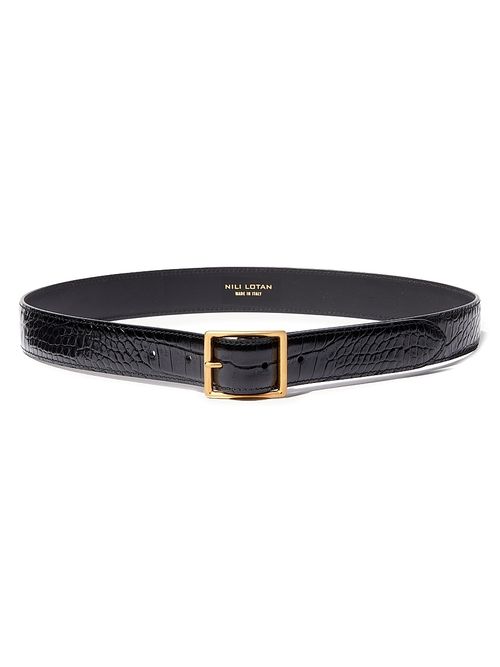 Women's Gabriele Leather Belt - Black Antique Gold Buckle