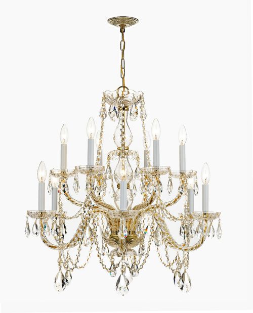 Polished Brass 12 Light Chandelier from the Traditional Crystal Collection