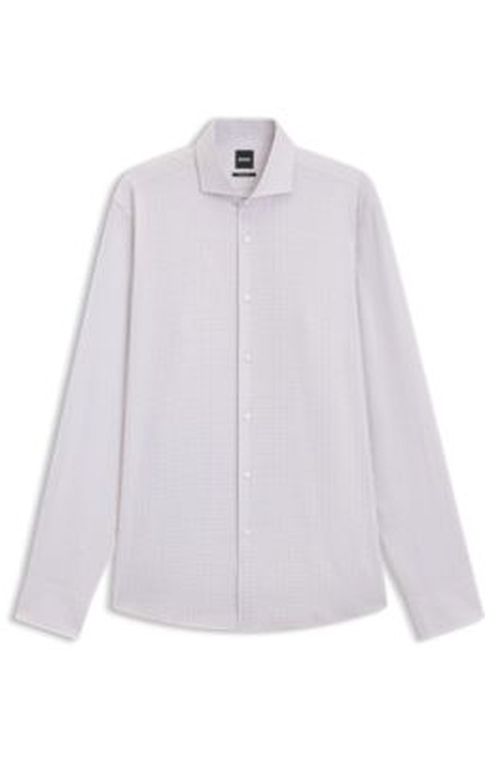 BOSS Checked regular-fit shirt in Italian-made cotton twill - Khaki Men's Shirt
