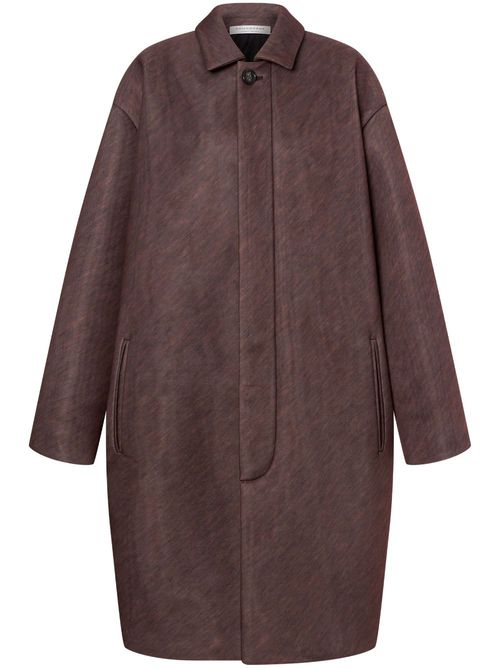 Mélange-effect long coat - Brown