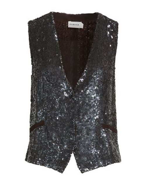 P. a.r. o.s. h. Woman Tailored Vest Dark brown Size L Viscose, PVC