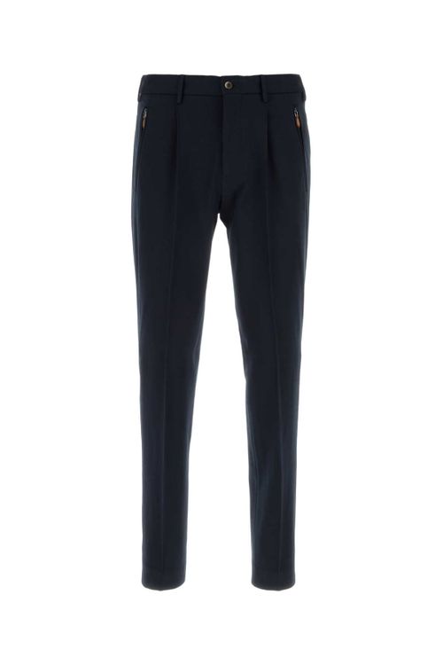 Stretch Viscose Blend Trousers — Navy