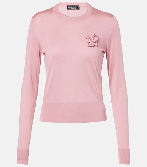 Floral-appliqué sweater