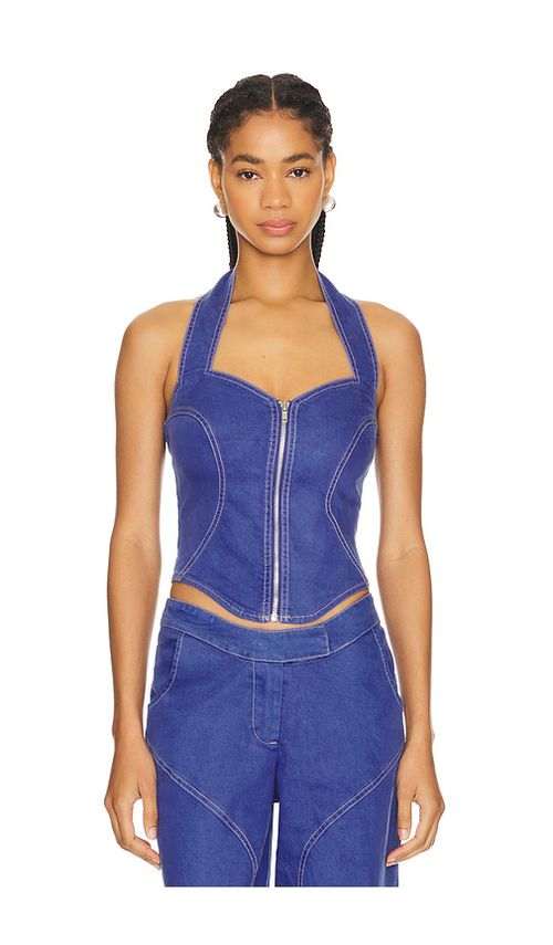 BY.DYLN BIKINI-OBERTEIL MIT BUSTIER RAMONA in Denim-Dark. Größe XS. Also in