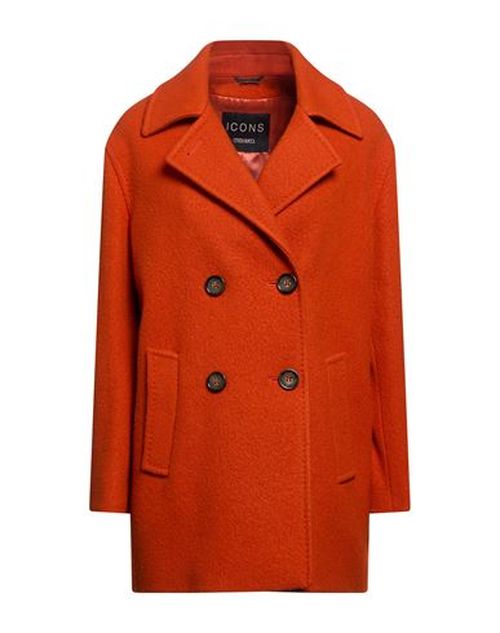 Icons Woman Coat Orange Size 10 Virgin Wool, Polyamide