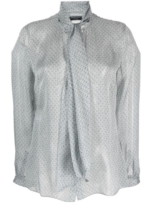 Geometric-pattern silk blouse - Grey