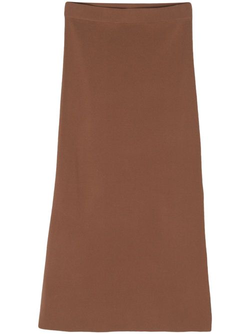 Side-slit knitted skirt - Brown