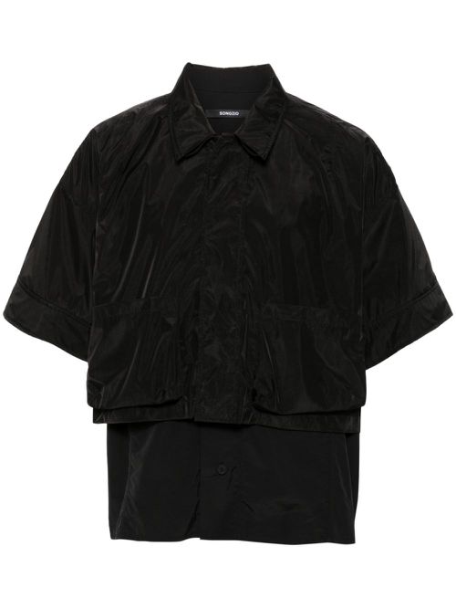 Layered cotton shirt - Black