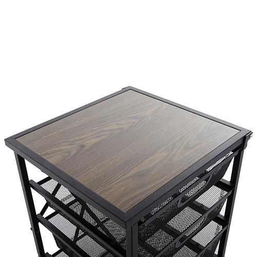 5-Drawer Cart with Wooden Top