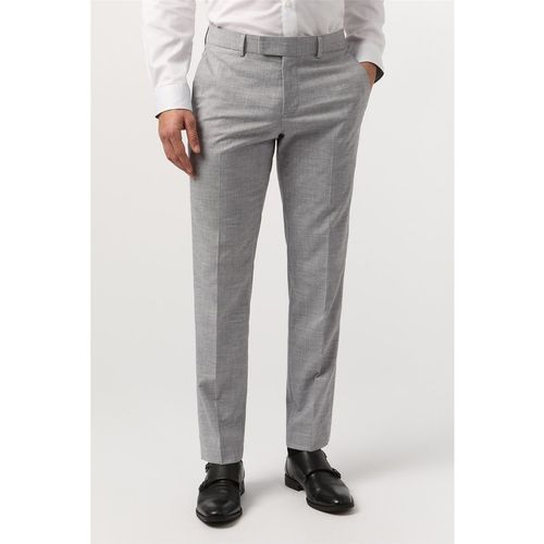 Antique Rogue Mens Flat Fronted Slim Fit Suit Trousers in Silver - 36R