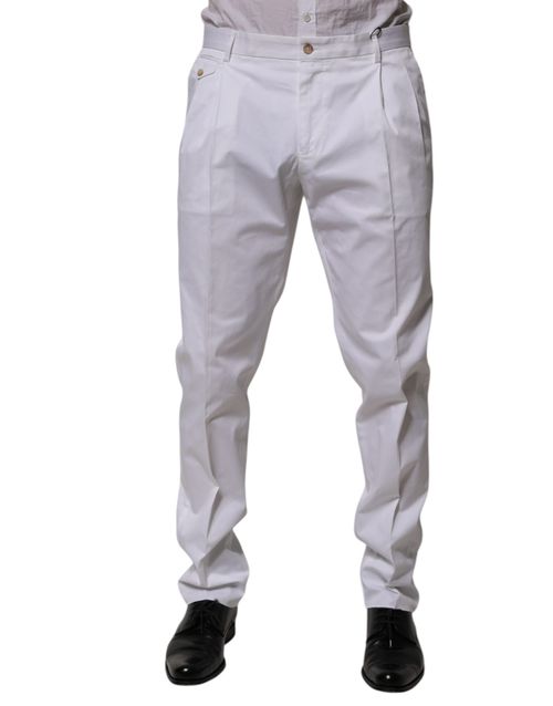 Slim-Fit Cotton Trousers — White