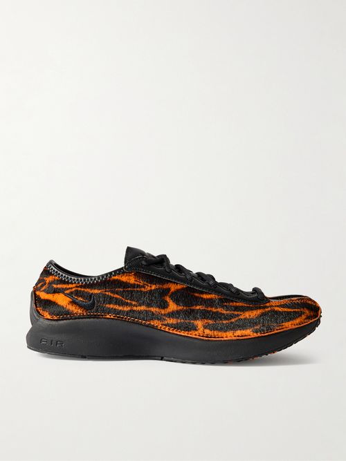 Air Superfly Lx Cheetah-print Calf Hair And Leather Sneakers - Orange