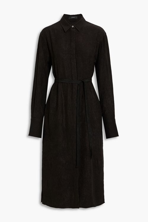 Dold crinkled-satin midi shirt dress