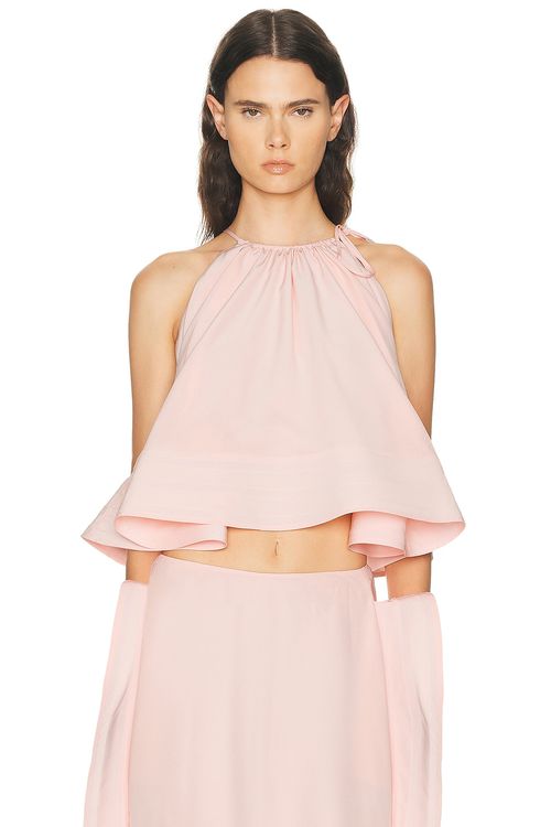Stella McCartney Silk Sleeveless Frill Top in Ballet Pink - Pink. 40 also in