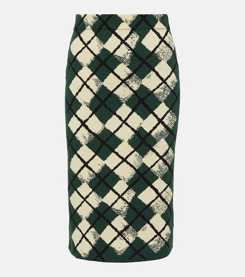 Checked cotton midi skirt