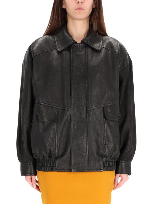 Balloon Fit Lamb Leather Bomber Jacket, FW25