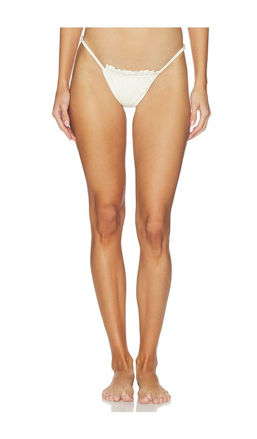 AMOR MIA Pleated Bikini Bottom in Ivory. - XS also in S