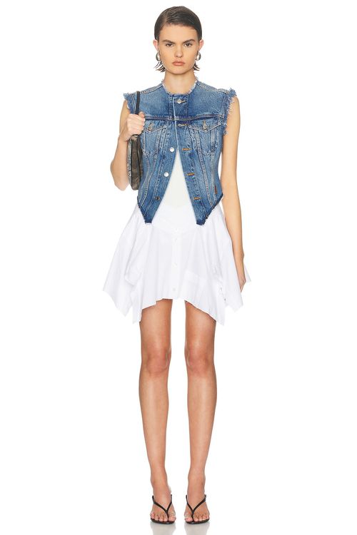 Alexander Wang Prestyle Combo Vest Dress in Vintage Marbled Blue - Blue. 0 also