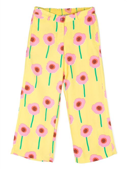 Floral-print wide-leg trousers - Yellow