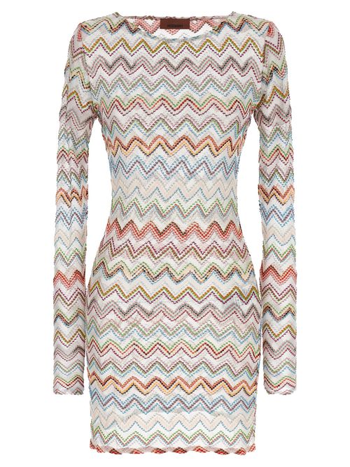 3d Lamé Zigzag Dress