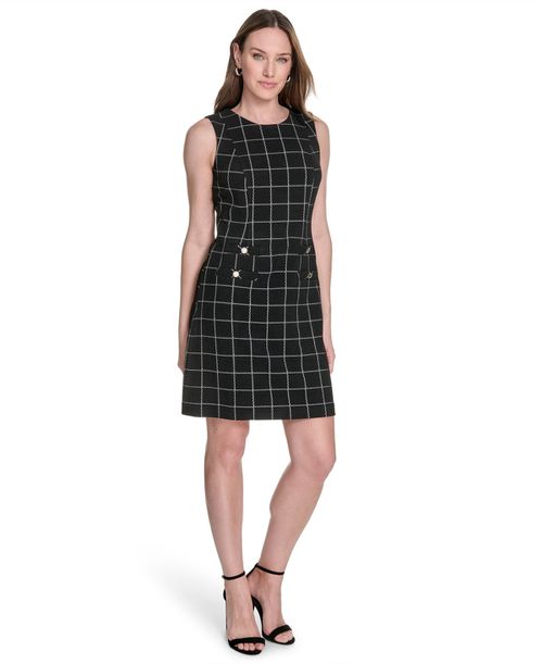Tommy Hilfiger | Petite Windowpane Sheath Dress - Black/Ivory | Realry Tommy Hilfiger | Petite Windowpane Sheath Dress - Black/Ivory | Realry