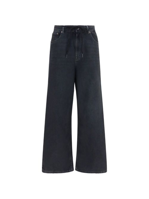 Wide-Leg Denim Jeans — Black
