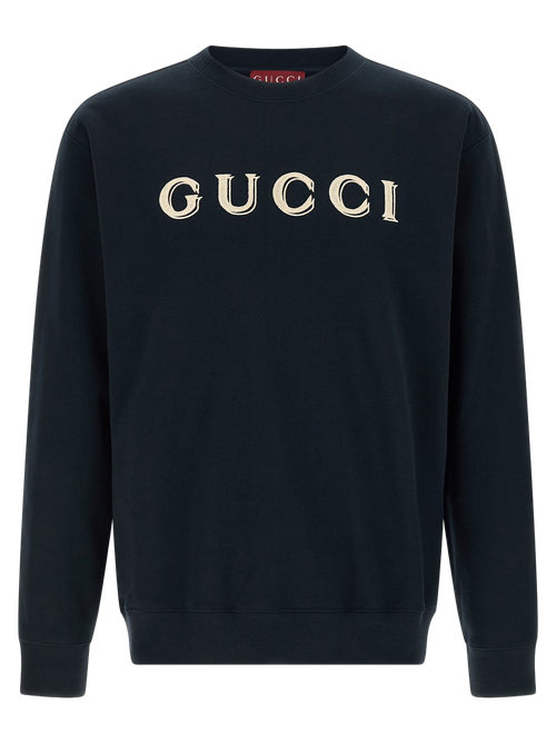 Logo-Embroidered Cotton Sweatshirt — Black