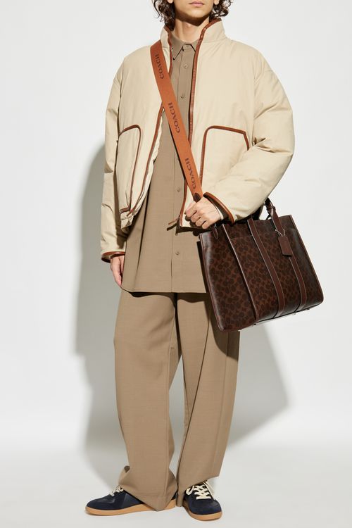Down Jacket With Stand-up Collar, Men's, Beige