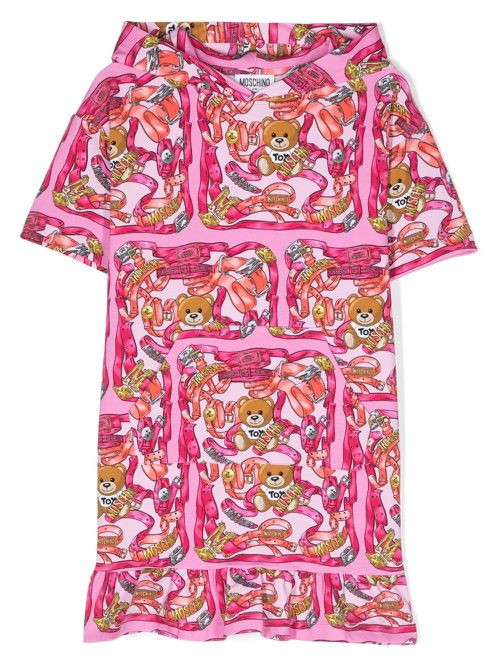 Graphic-print short-sleeve dress - Pink