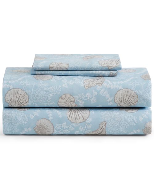 Coastal Pattern 4-Pc. Sheet Set, King - Lacy Shell