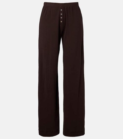 Pointelle cotton wide-leg pants