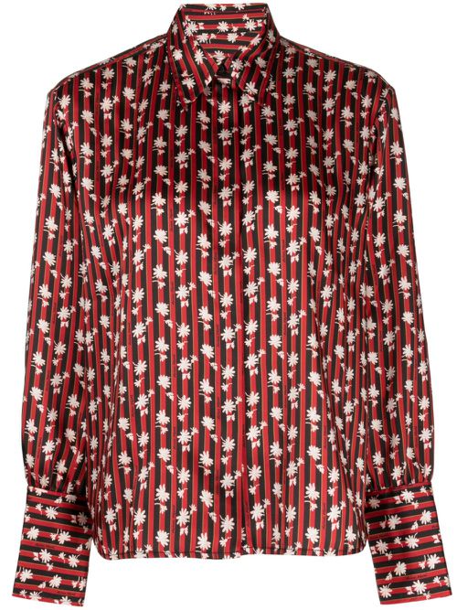 Floral stripes-print long-sleeve shirt - Multicolour