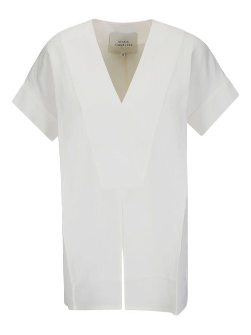 Studio Nicholson V-neck short-sleeved T-shirt - White