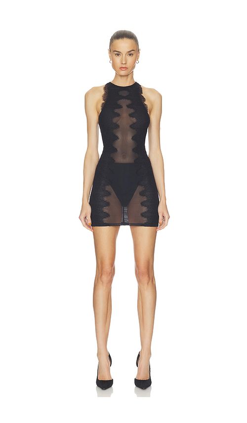 HAELO Wave Lace Mini Dress in Black. - S also in XXS, XS, M