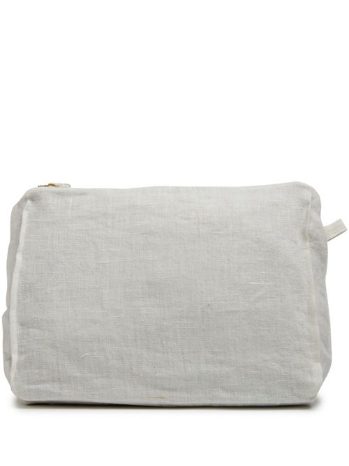 Zip-up linen wash bag - White