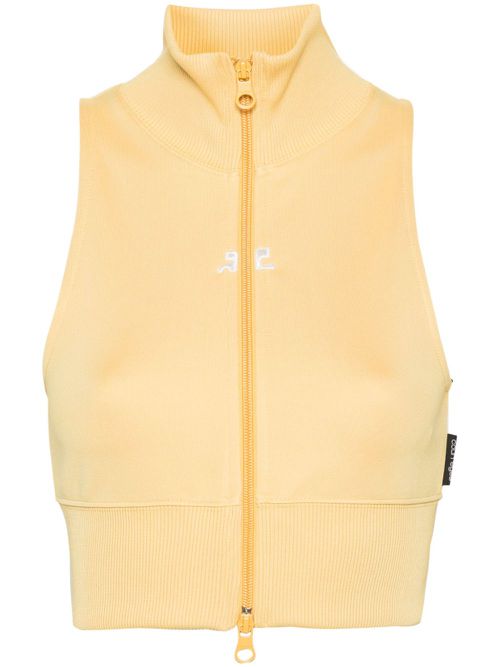 Interlock zipped cropped top - Yellow