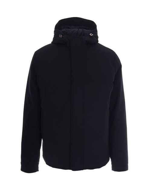 Dark Blue Solid Hood Jacket