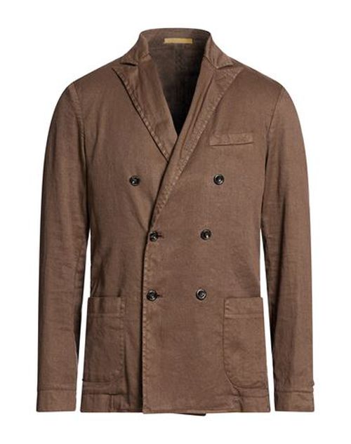 Man Blazer Brown Size 40 Linen, Cotton, Elastane