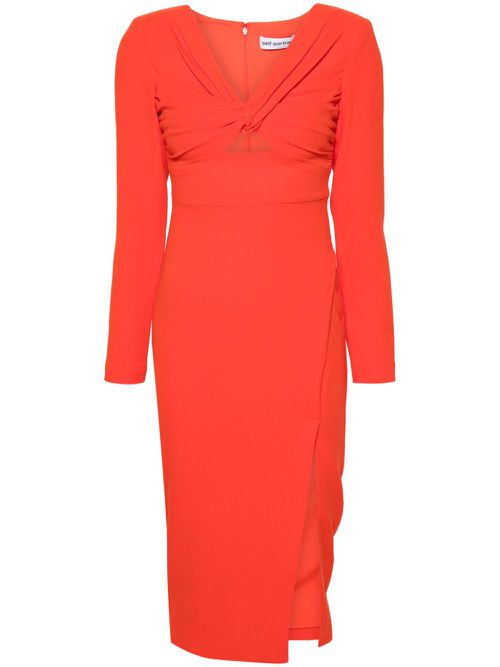 Twist-detail crepe midi dress - Orange