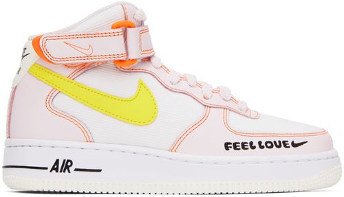 White & Pink Air Force 1 '07 Mid Sneakers