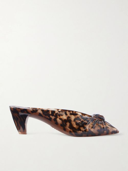 Ruched Leopard-print Tpu Mules - Animal Print