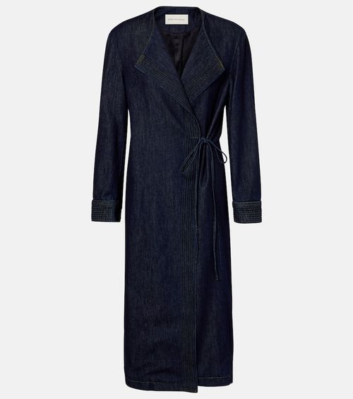 Denim wrap coat