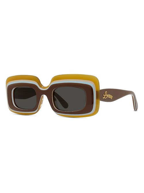 Women's x Paula's Ibiza 47MM Rectangular Sunglasses - Brown Multi Dark Grey