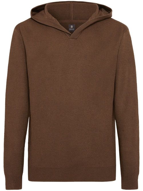 V-neck hoodie - Brown