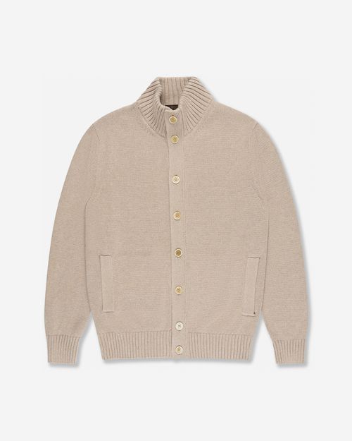 Slim fit cotton chioto cardigan sand