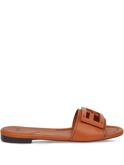 Fendi Brown Leather Baguette Slide