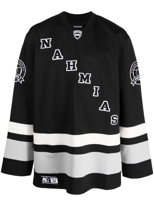 Logo-patches hockey jersey T-shirt - Black