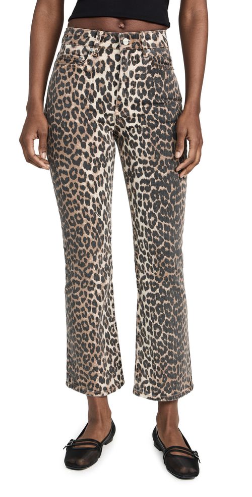 Print Denim Betzy Cropped Jeans Leopard