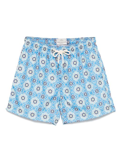Geometric-print swim shorts - Blue
